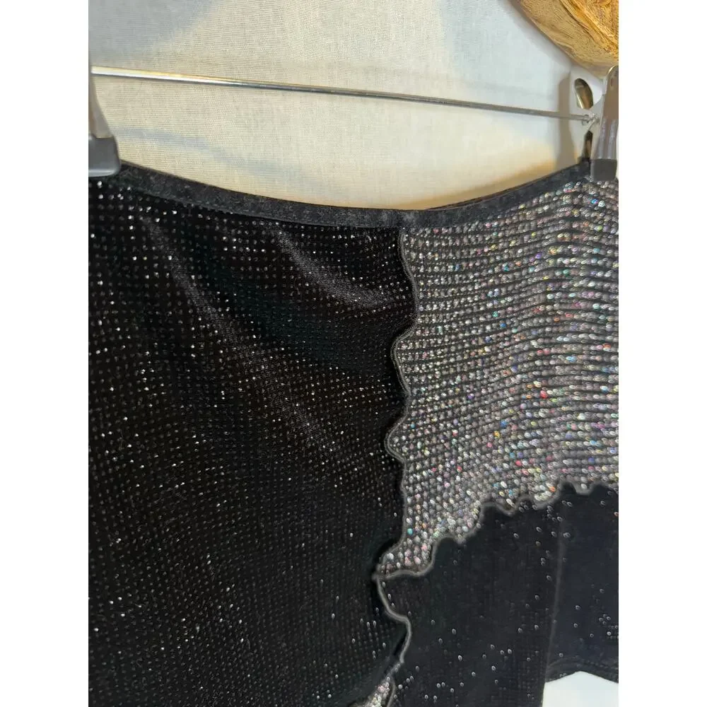Urban Outfitters Mini Skirt 90's Patchwork Glitter Rhinestone Black A Line xs